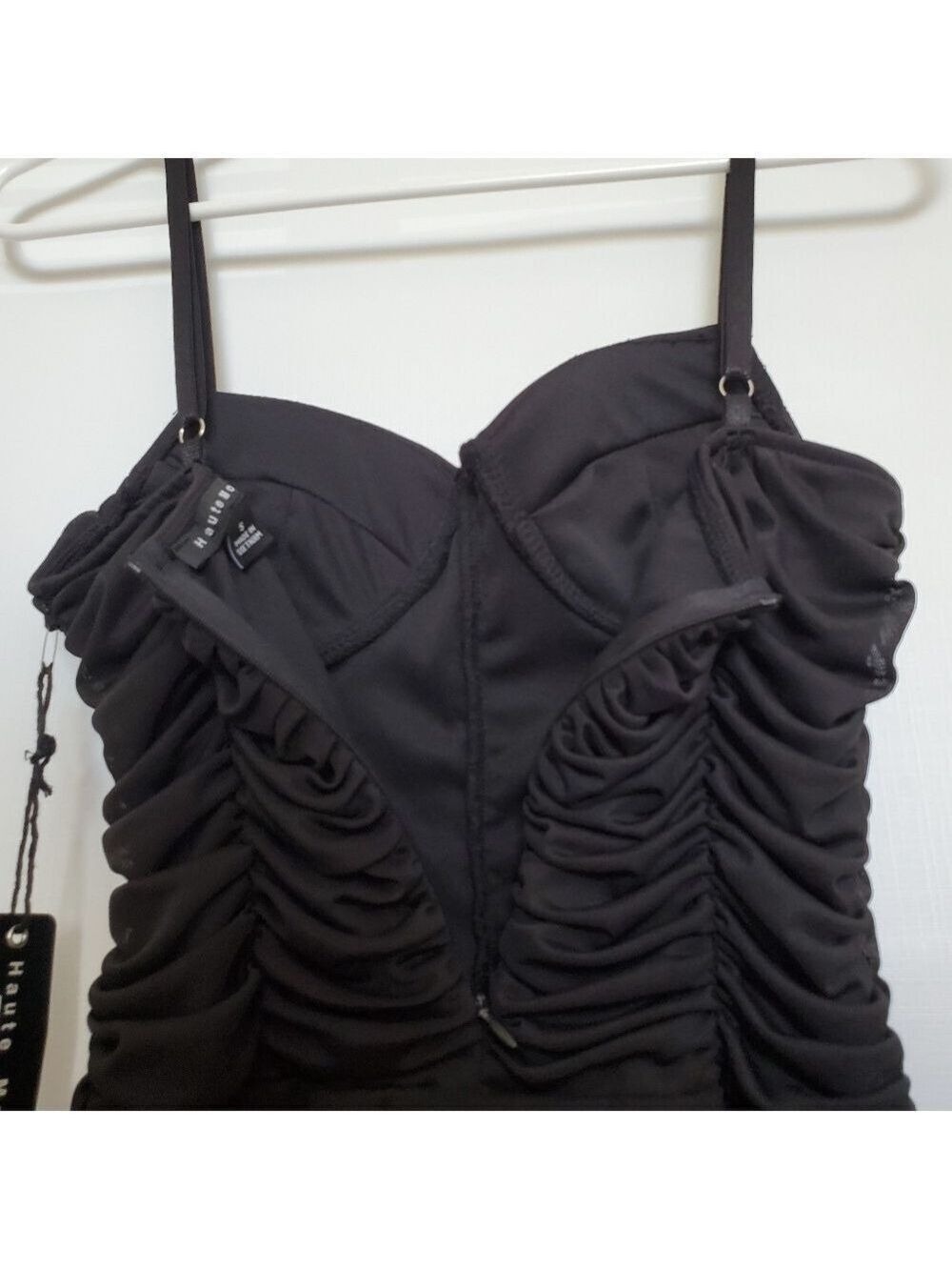 HAUTE MONDE WOMENS BODY SUIT RUCHED DESIGN STRAPS COACHELLA BLACK ( S ) - Picture 5 of 12